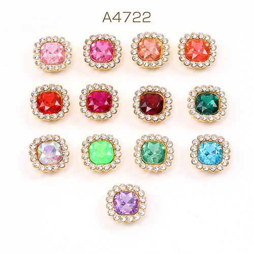 A4722 30個 アクリルビジューパーツ 台座付きビジューパーツ スクエア