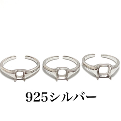 RG46/RG47/RG48 シルバー 台座 リング枠 指輪 空枠 石枠 縦置き 爪留め フリーサイズ 金属アレルギー対 1枚目の画像