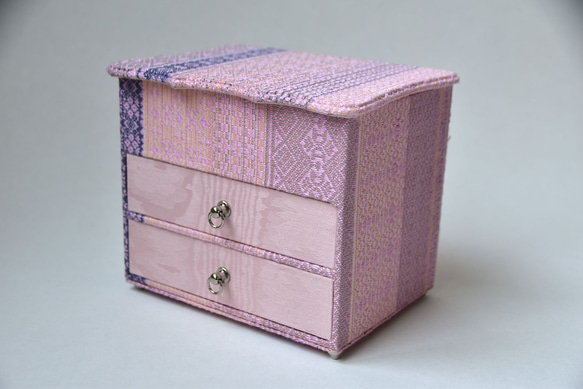 カルトナージュ】カレン族のファブリック使用 3段ジュエリー