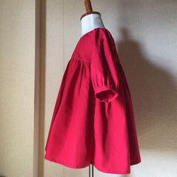 特別オーダー品　　濃赤フレアーワンピース七分袖 120cm 4枚目の画像