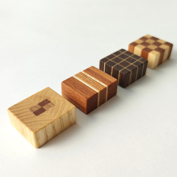 磁石の見えない✽寄せ木のマグネット   4個セット⑧　craft magnet  #29 - #32 9枚目の画像