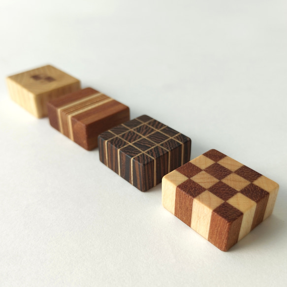 磁石の見えない✽寄せ木のマグネット   4個セット⑧　craft magnet  #29 - #32 8枚目の画像