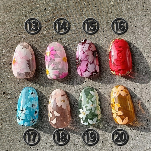 手描きフラワーアート ネイルチップ 1枚から購入可【色変更は要ご相談  