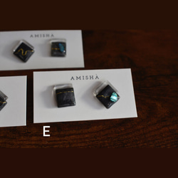 〜 Ebony Mosaic Studs 〜　ブラック　スタッドピアス　【イヤリング変更可】 7枚目の画像