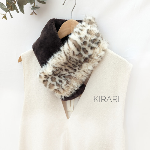 大人のやわらかベージュ】レオパードキャットファー × ミンク調ダーク