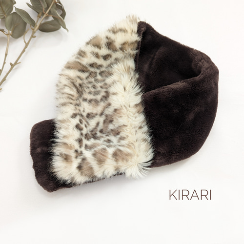 大人のやわらかベージュ】レオパードキャットファー × ミンク調ダーク