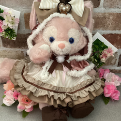リーナベルＳ　モカ系花柄　和着物ドレス6点コスチューム　ステラルー出品中　お正月 リーナベルSサイズ☆エンジ桜花柄 和着物ドレス6点コスチューム