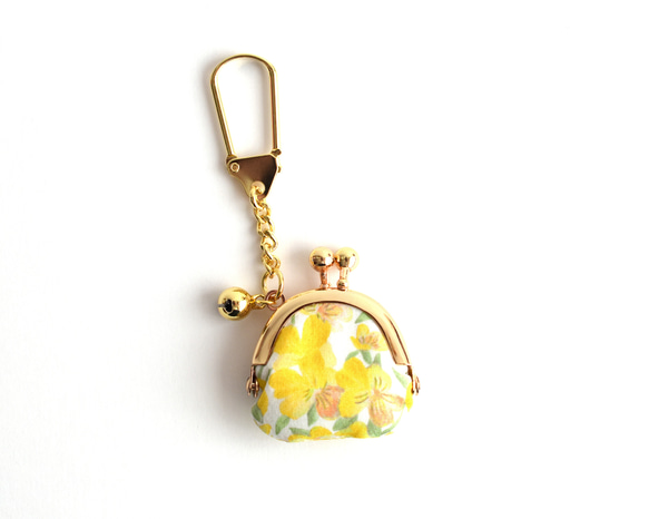 リバティ ビオラの花柄ミニがまぐちキーホルダー - Liberty