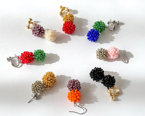 ◯ドロップピアス イヤリング ハンドメイド 2色選べるセミオーダー】キャンディ・ドロップ／ピアス／イヤリング