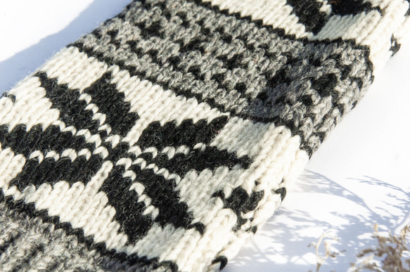 手織りピュアウールニットソックス/ニットウールソックス/内側起毛ソックス/暖かいソックス-アイスランドスノーフレークブラックとホ 3枚目の画像