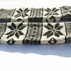手織りピュアウールニットソックス/ニットウールソックス/内側起毛ソックス/暖かいソックス-アイスランドスノーフレークブラックとホ 13枚目の画像
