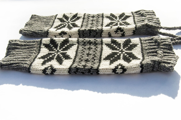 手織りピュアウールニットソックス/ニットウールソックス/内側起毛ソックス/暖かいソックス-アイスランドスノーフレークブラックとホ 13枚目の画像
