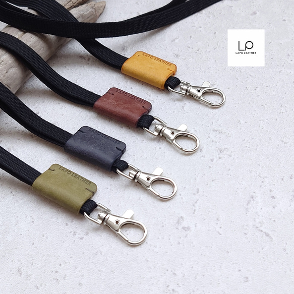 チクチクしないポリエステルネックストラップ イタリアンレザーver