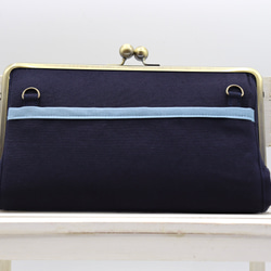 即売会参加にオススメ！お財布ショルダーバッグ 焦茶×紺 がま口