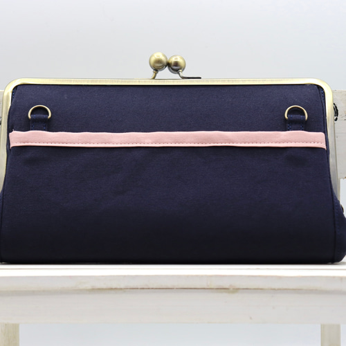 ★ハンドメイド★日本製★本革★ショルダーバッグⅡ★ネイビー色★お財布★ ☆ハンドメイド☆日本製☆本革☆お財布ポシェット☆L字ファスナー