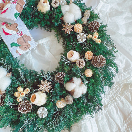 特大】【特集掲載】お部屋を豪華 華やかに クリスマスリース ホワイト