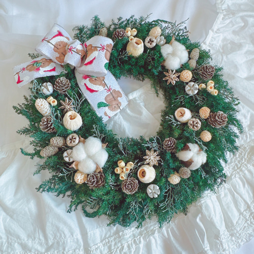 特大 クリスマスリース ♡ハートリース シルバー 天然素材リース