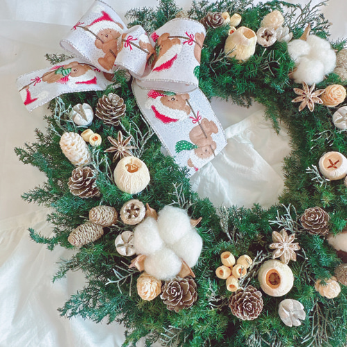 特大】【特集掲載】お部屋を豪華 華やかに クリスマスリース ホワイト