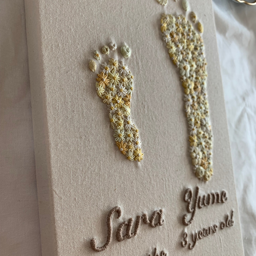 足形刺繍 命名書 バースデーボード 出産祝い 手形刺繍 雑貨