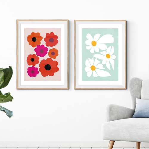 北欧ポスター【 アブストラクトフラワー ポピー 】北欧アートポスター