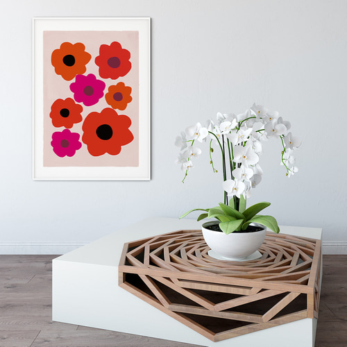 北欧ポスター【 アブストラクトフラワー ポピー 】北欧アートポスター