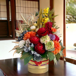 ハンドメイド　門松　門松飾り　新年飾り　本物の竹　正月アレンジ　しめ飾り　花 1枚目の画像