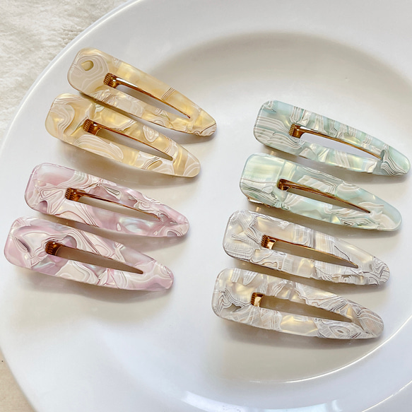 アッカ acca 大理石を模したマーブル模様 ヘアクリップ 7センチ ヘア