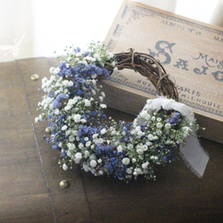 5.スターチスハーフリース かすみそうとブルースターチスのハーフリース ドライフラワー petit