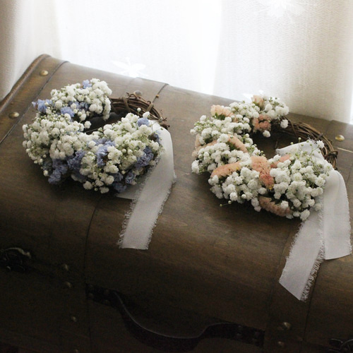 かすみそうとブルースターチスのハーフリース ドライフラワー petit