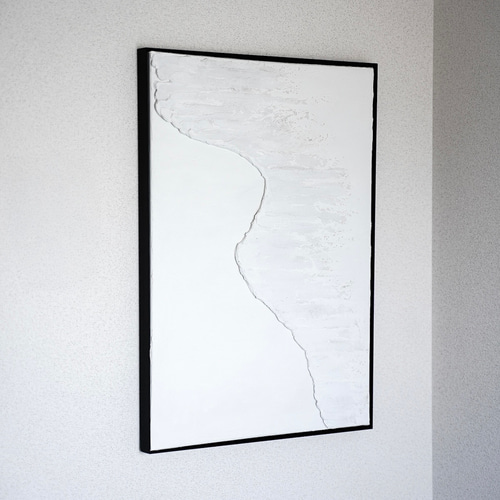 Beach (B) 】受注制作 海の絵 白い絵 無機質 セメント 石膏 漆喰 絵画