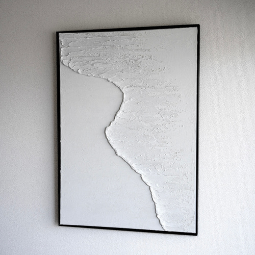 Beach (B) 】受注制作 海の絵 白い絵 無機質 セメント 石膏 漆喰 絵画