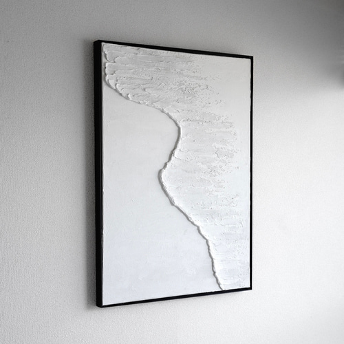 Beach (B) 】受注制作 海の絵 白い絵 無機質 セメント 石膏 漆喰 絵画