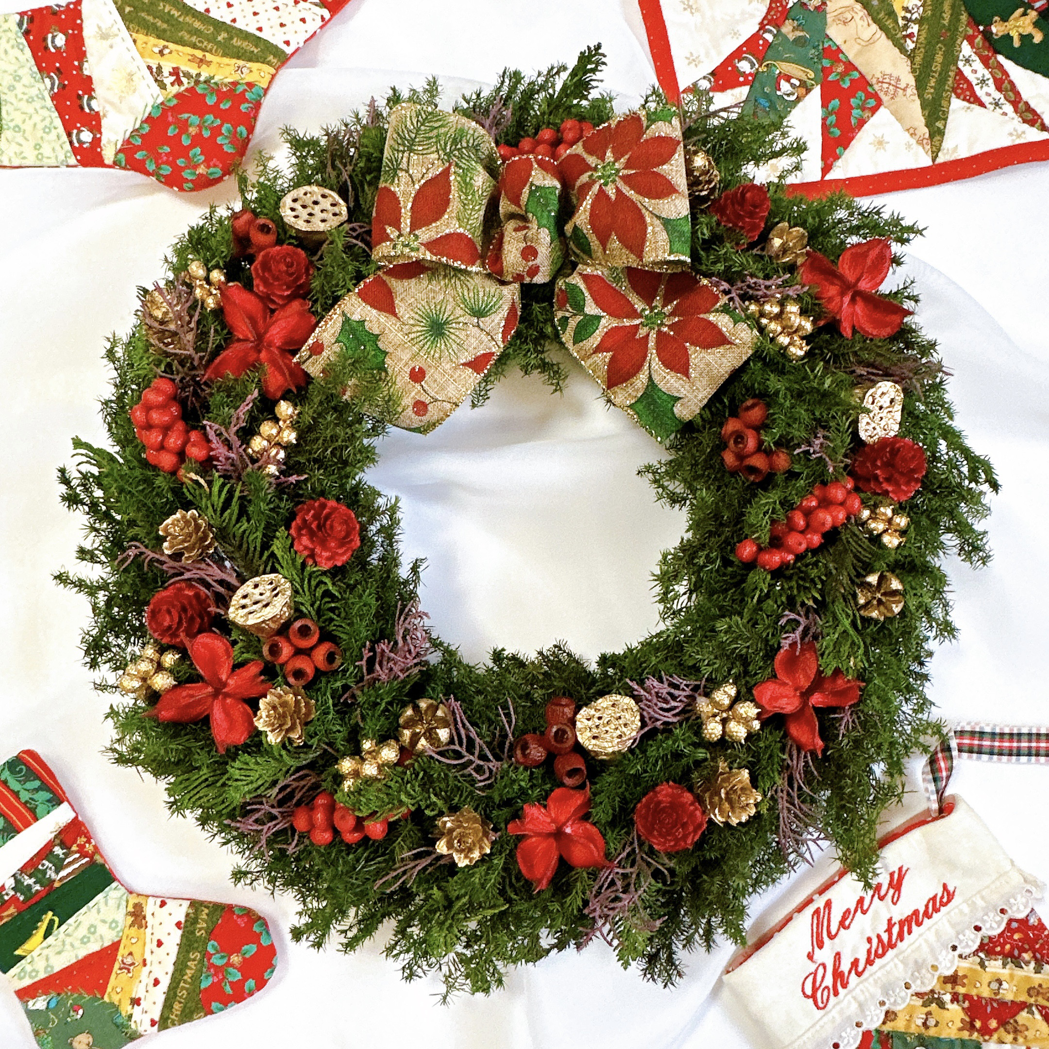 【特大】【特集掲載】クリスマスリース  レッド系 プリザーブドフラワー お部屋を豪華 華やかに♪ ゴージャス ギフト