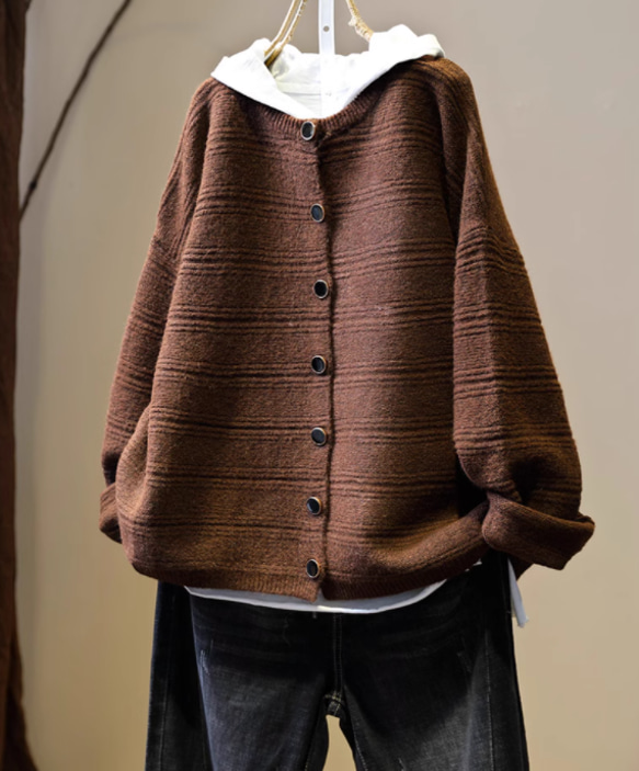 ★春秋冬に活躍 アルパカのセーターカーディガン ニットコート　カラー6色　さらりと着心地良い　ゆったり 3枚目の画像