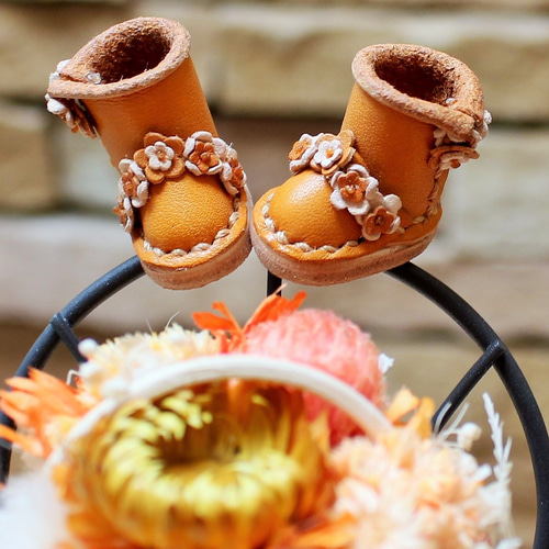 ☆オビツ11 靴 お花畑ブーツ お花 キャメル ☆ ミディブライス オビツ