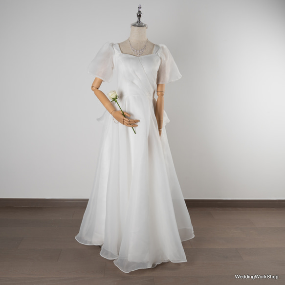「とくばい」上品な白雪纺薄纱礼服 - 結婚式、セカンドパーティー、コンサートに最適H002 1枚目の画像