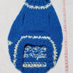 〈お年玉セール〉下記より2割引❤️犬用　手編み　ブルー地白の編み込み模様セーター 3枚目の画像