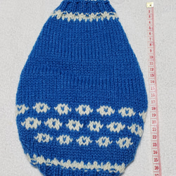 〈お年玉セール〉下記より2割引❤️犬用　手編み　ブルー地白の編み込み模様セーター 2枚目の画像