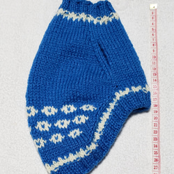 〈お年玉セール〉下記より2割引❤️犬用　手編み　ブルー地白の編み込み模様セーター 4枚目の画像