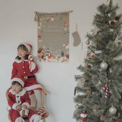 〖 送料無料 〗北欧 Christmas tapestry クリスマス タペストリー ツリー 最長136cm 1枚目の画像