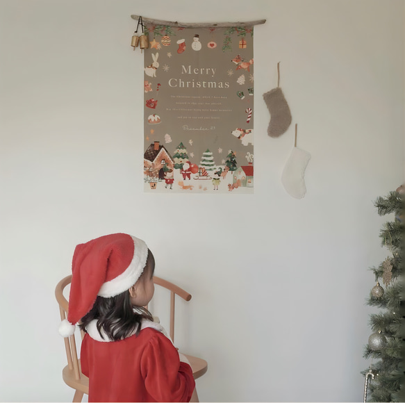 〖 送料無料 〗北欧 Christmas tapestry クリスマス タペストリー ツリー 最長136cm 6枚目の画像