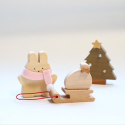 木製ソリ単品　木のお人形を冬らしい雰囲気に！＊受注制作　木製置物　オブジェ　冬の季節飾り　国産無垢材使用 5枚目の画像