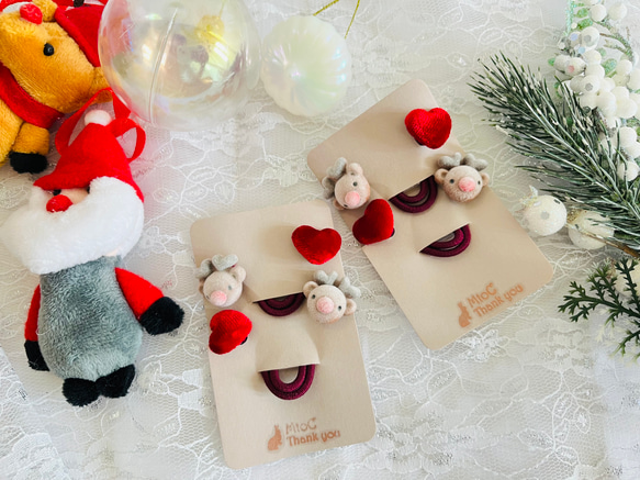 ヘアゴム クリスマス リボン ベビーヘアクリップ サンタ トナカイ