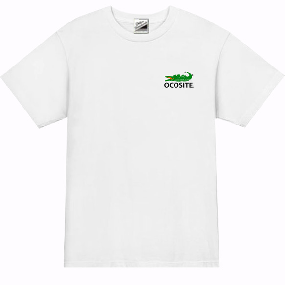 ［OCOSITE］5ozバックプリントオコシテ(ワニ緑)半袖Tシャツ パロディ 面白い おもしろい プレゼント 4枚目の画像