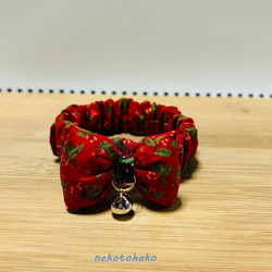 小さいぷっくりリボンの首輪（Merry Christmas）・シュシュタイプ 3枚目の画像