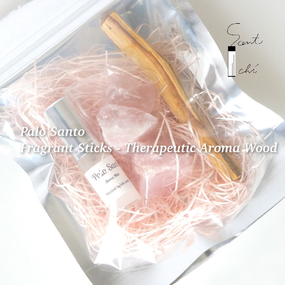 ＜馨る森の息吹＞ ペルー産パロサントスティック＆ローズクォーツ（ラフロック）＆芳香ミストセット 10枚目の画像