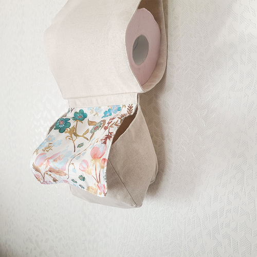 完成品 リバティ トイレットペーパーホルダーカバー ナプキン入れ付