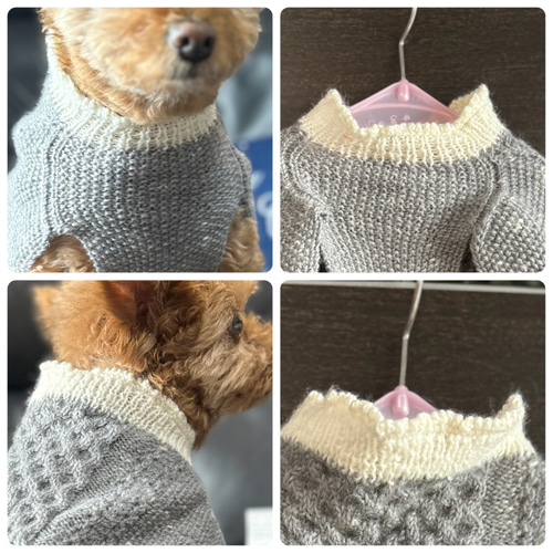 手編みセーター わんこ用 デザインタートルネック付き ペット服