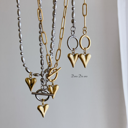 金属アレルギー対応 サージカルステンレス / ハートチャーム マンテル