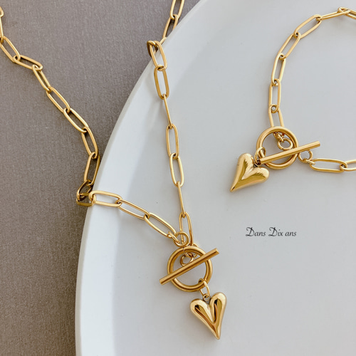 金属アレルギー対応 サージカルステンレス / ハートチャーム マンテル